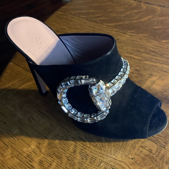 Authentic Gucci Hasler Horsebit Accent Suede Mules in Black, Size 7 (37) - Picture 3 of 7